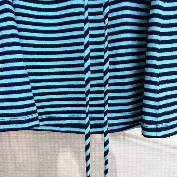 Guess Woman’s Top Blue Striped A Line Fit with Tie Long Flare Sleeves Size M - Picture 7 of 12
